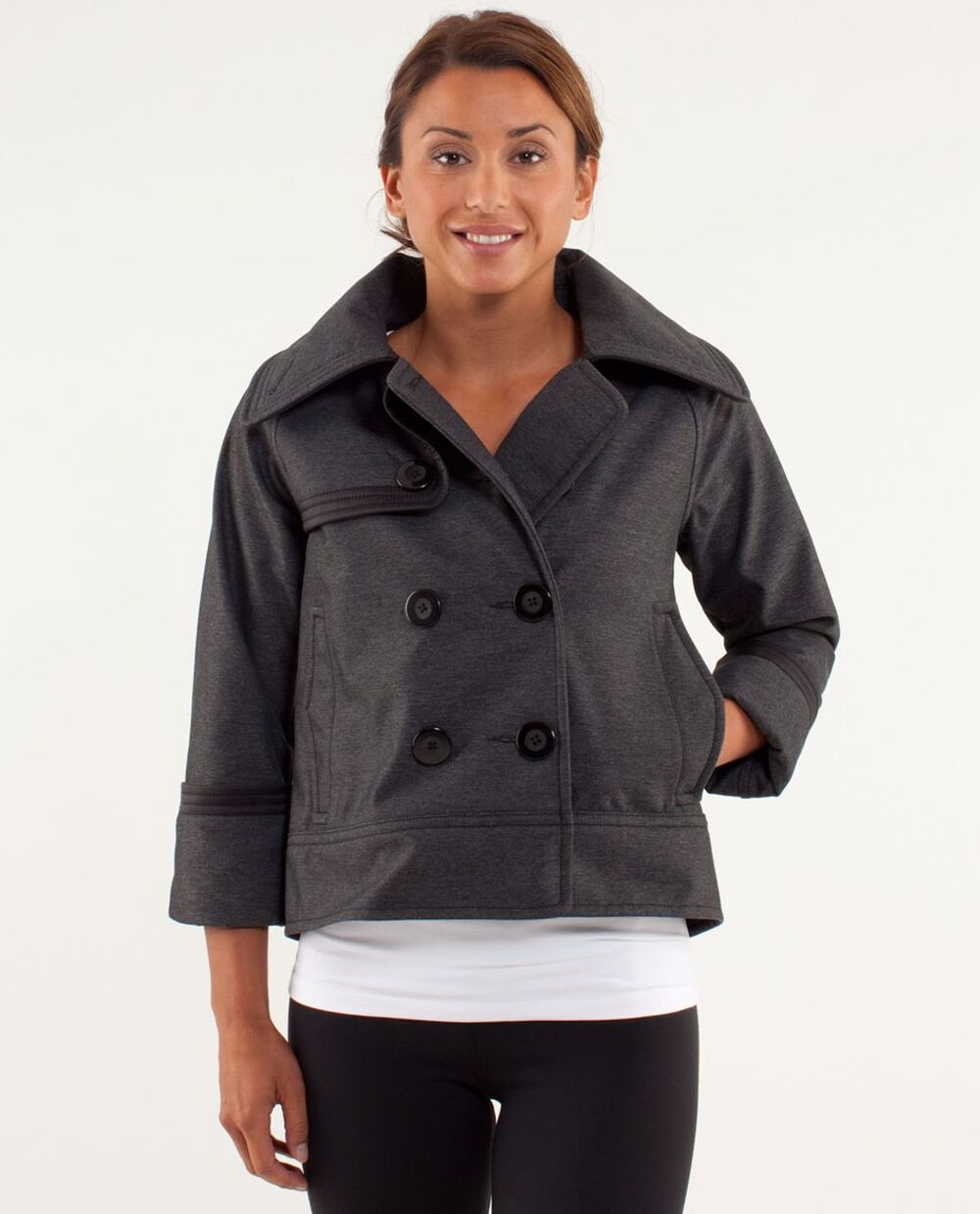 Lululemon Coco Softshell Crop Peacoat Jacket Coat Gray Black Size 8